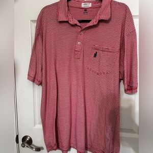 JOHNNIE-O‎ Mens XL Red/White Stripe POLO Shirt 100% Cotton
